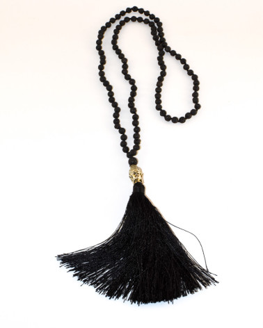 Necklace from lava with Budha, black - 1